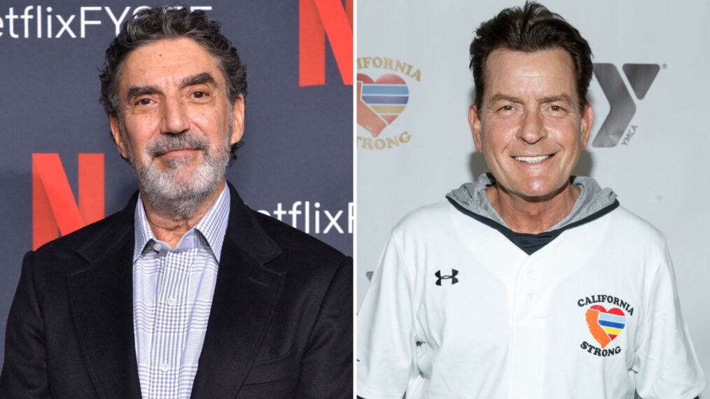 Chuck Lorre and Charlie Sheen in 'How to Be a Bookie'