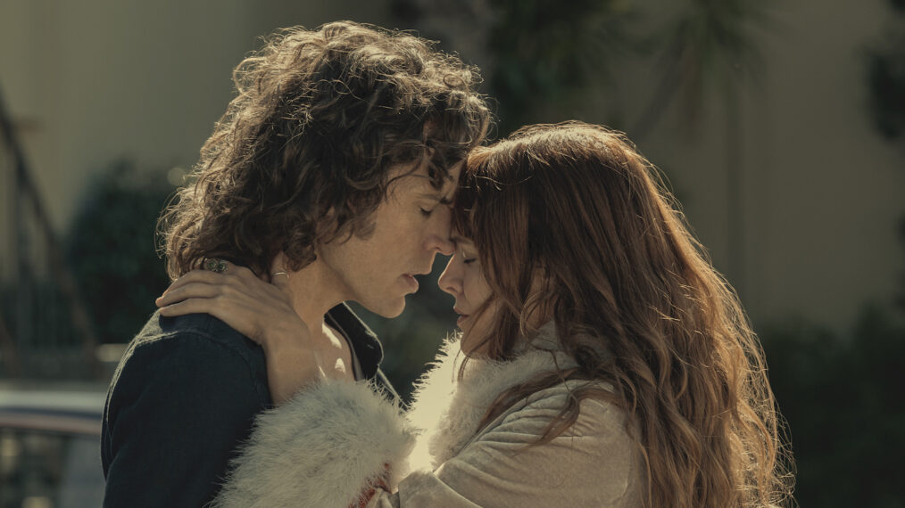 Sam Claflin (Billy Dunne) and Riley Keough (Daisy Jones) in 'Daisy Jones and the Six'