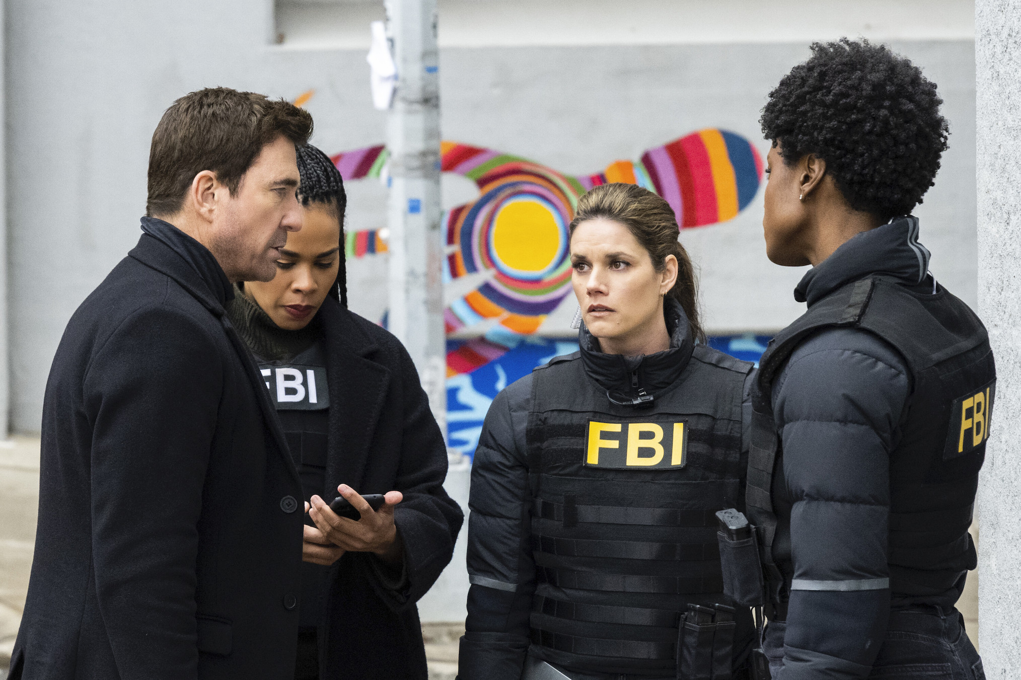 Dylan McDermott, Roxy Sternberg, Missy Peregrym, and Katherine Renee Kane in 'FBI: Most Wanted'