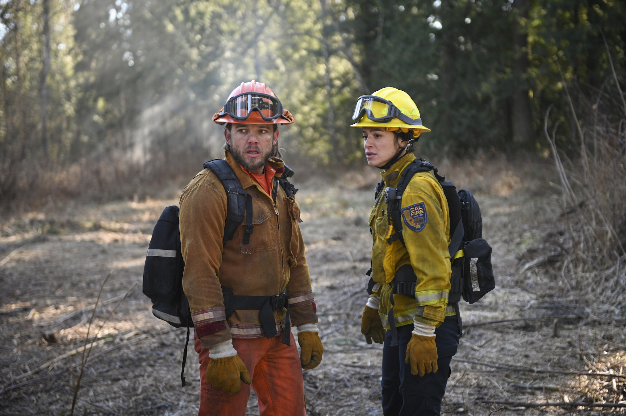 Max Thieriot and Stephanie Arcila in 'Fire Country'