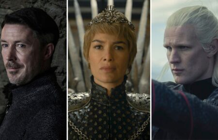 Aidan Gillen as Petyr Baelish and Lena Headey as Cersei Lannister on 'Game of Thrones,' Matt Smith as Daemon Targaryen on 'House of the Dragon'