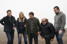 Glenn Howerton as Dennis, Kaitlin Olson as Dee, Charlie Day as Charlie, Danny DeVito as Frank, and Rob McElhenney as Mac in 'It's Always Sunny in Philadelphia'