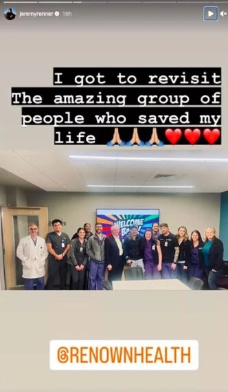 Jeremy Renner visits hospital
