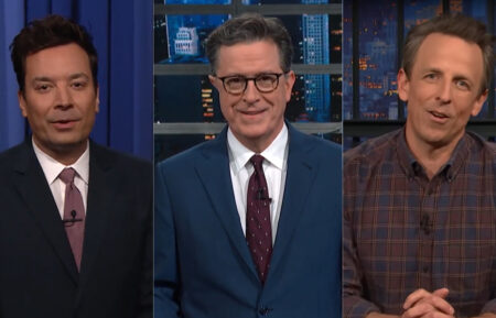 Jimmy Fallon, Stephen Colbert, and Seth Meyers