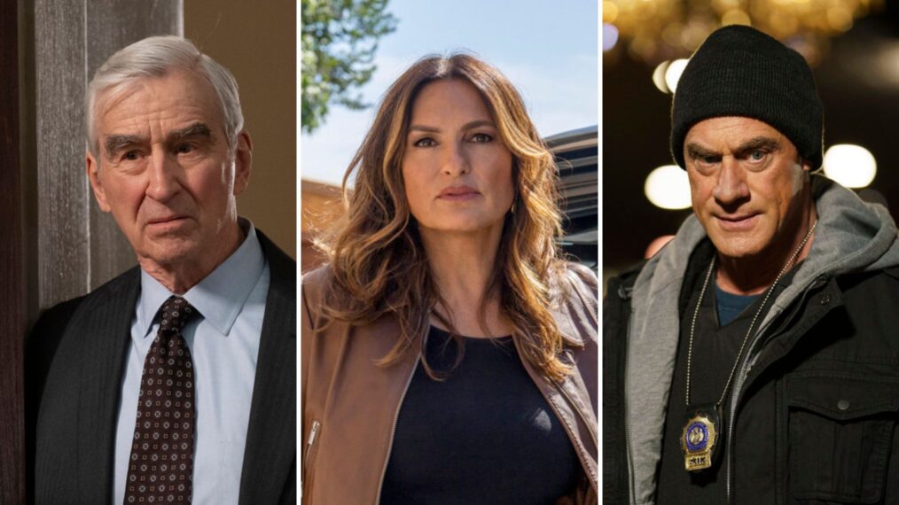 Sam Waterston in 'Law & Order,' Mariska Hargitay in 'SVU,' and Christopher Meloni in 'Organized Crime'