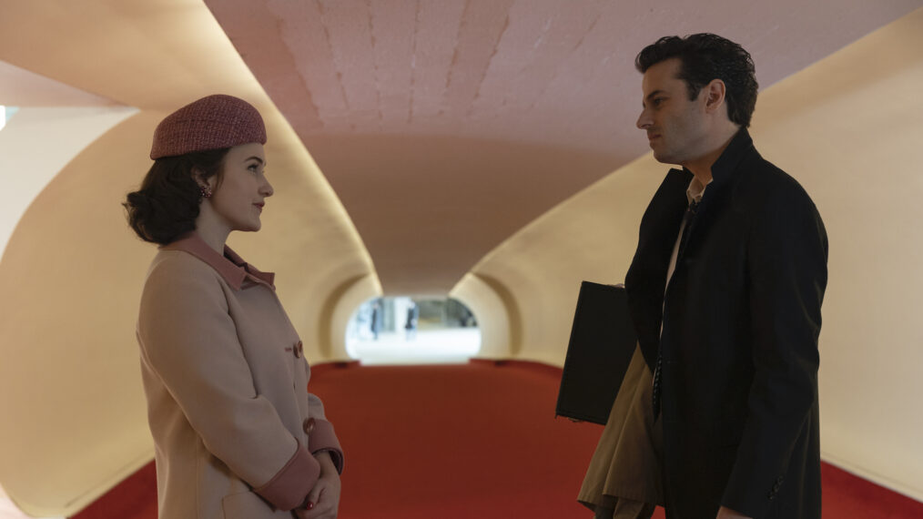 Rachel Brosnahan (Miriam 'Midge' Maisel), Luke Kirby (Lenny Bruce) on 'The Marvelous Mrs. Maisel'