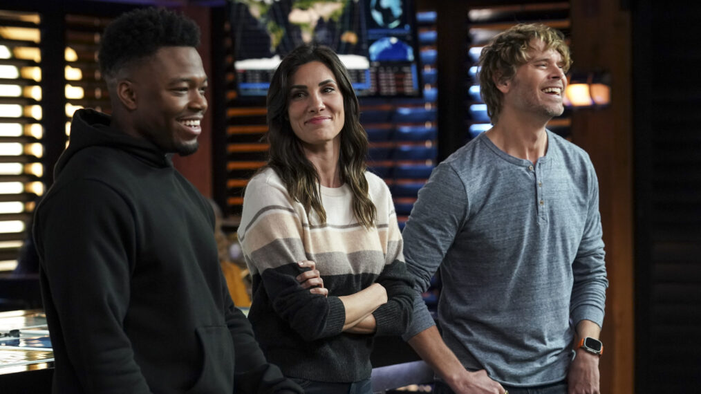 Caleb Castille, Daniela Ruah, and Eric Christian Olsen in 'NCIS: Los Angeles'