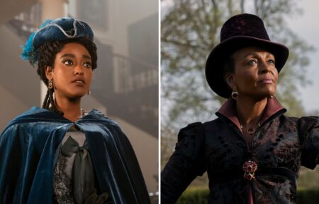 Arsema Thomas and Adjoa Andoh as Lady Agatha Danbury in 'Queen Charlotte'