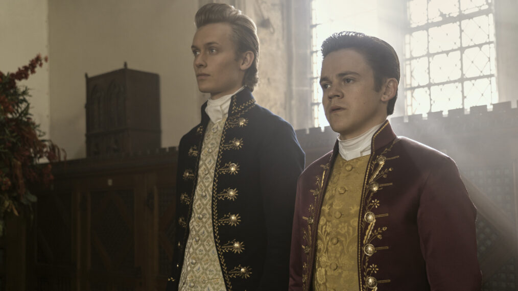 Freddie Dennis as Reynolds and Sam Clemmett as Brimsley in 'Queen Charlotte'