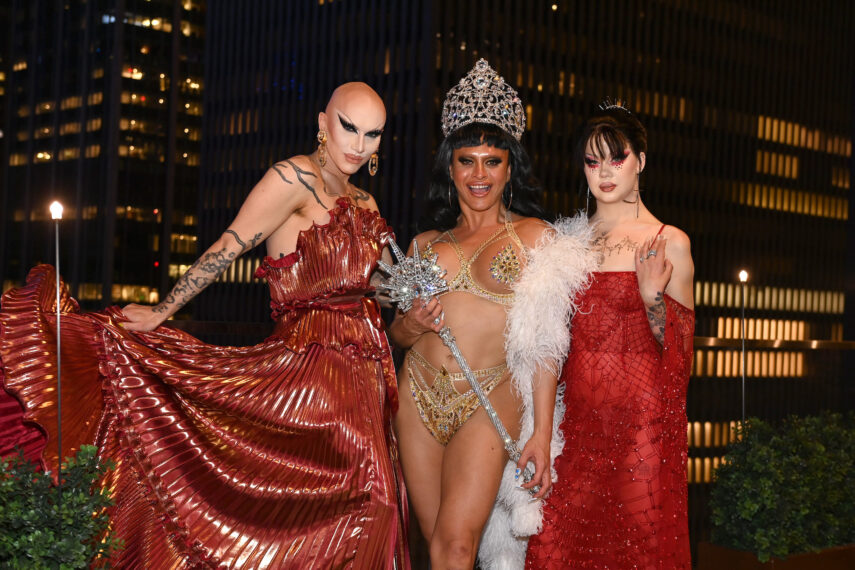 Season 15 Sasha Colby (C) poses for a photo with Sasha Velour and Willow Pill after 'RuPaul's Drag Race' Finale Watch Party Event