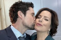 Benjamin Hollingsworth and Marcia Gay Harden on the 'So Help Me Todd' Set