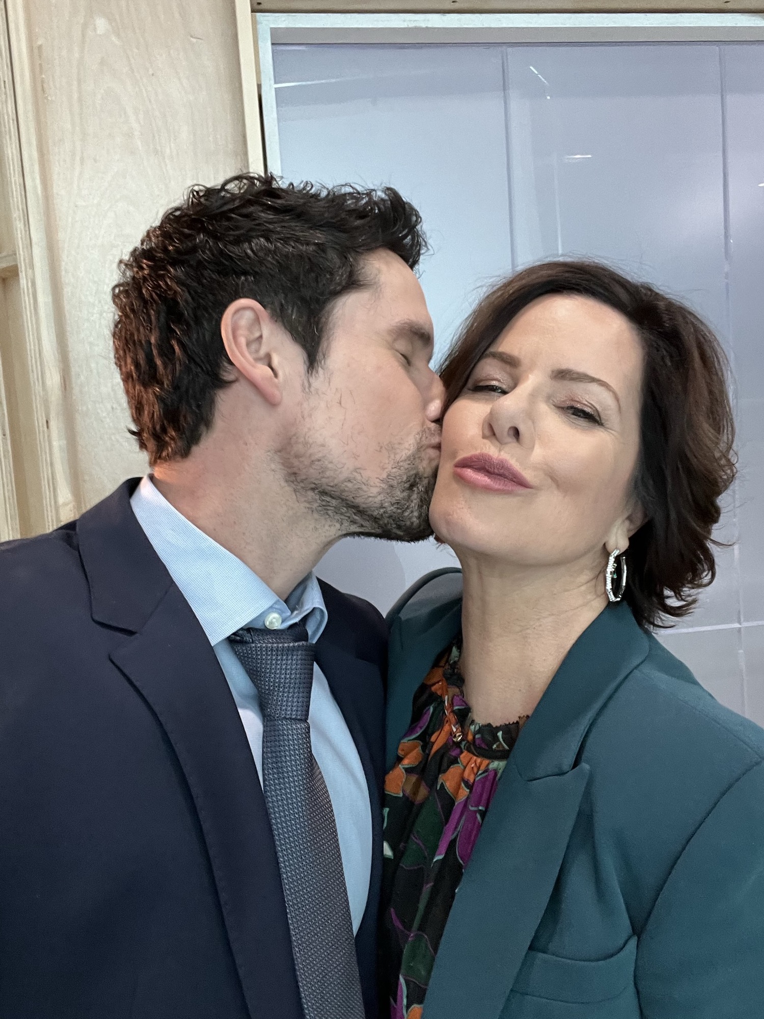 Benjamin Hollingsworth and Marcia Gay Harden on the 'So Help Me Todd' Set