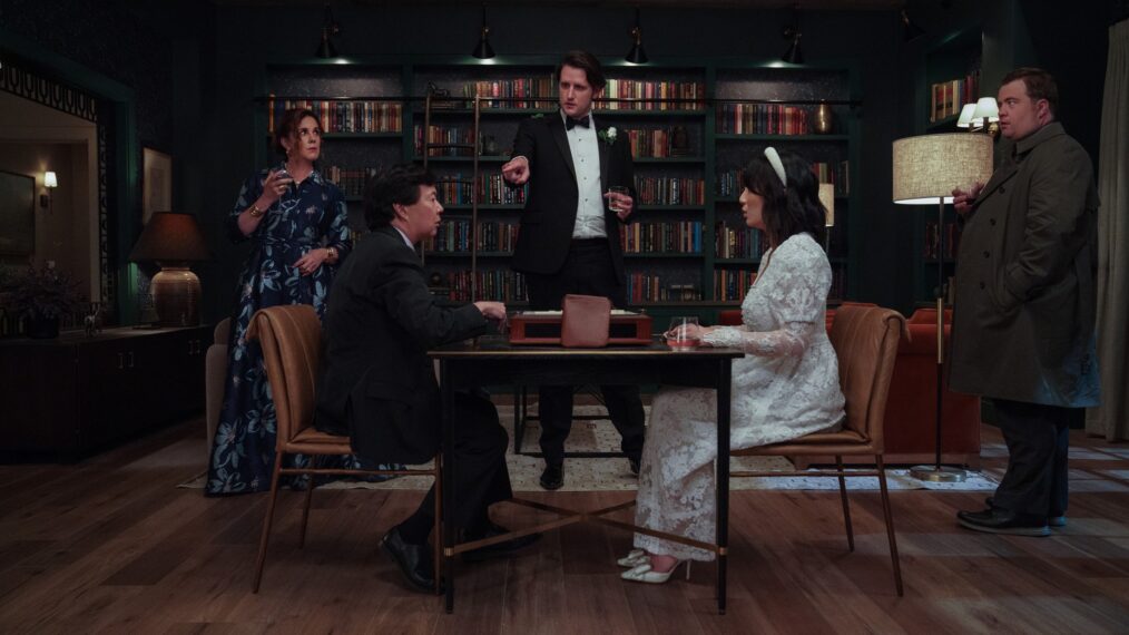 Elizabeth Perkins, Ken Jeong, Zach Woods, Poppy Liu, and Paul Walter Hauser in 'The Afterparty' Season 2