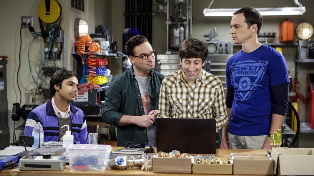 Kunal Nayyar, Johnny Galecki, Simon Helberg, and Jim Parsons in 'The Big Bang Theory'