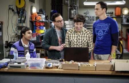 Kunal Nayyar, Johnny Galecki, Simon Helberg, and Jim Parsons in 'The Big Bang Theory'