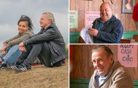Talitha Wing, Robert Carlyle, Mark Addy, and Tom Wilkinson in 'The Fully Monty'