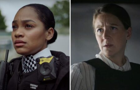 Tahirah Sharif (L), Gemma Whelan (R) in 'The Tower 2: Death Message' on BritBox