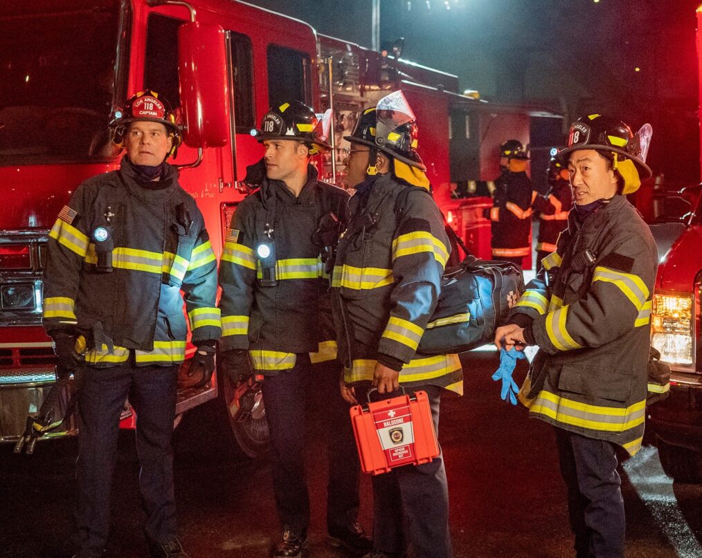 Peter Krause, Ryan Guzman, Aisha Hinds and Kenneth Choi in '9-1-1'