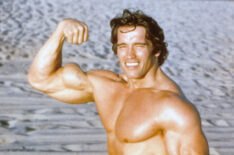 Arnold Schwarzenegger as a bodybuilder posing