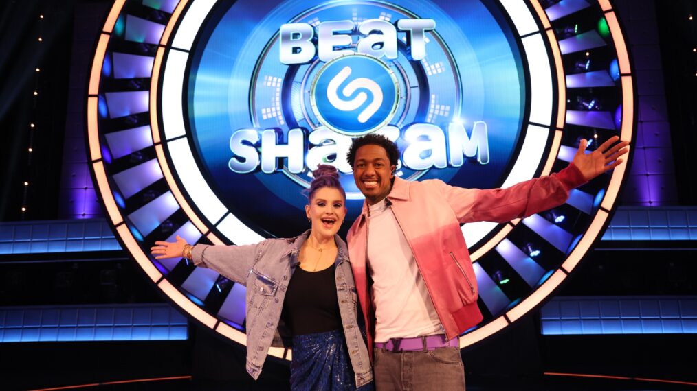 Beat Shazam - Guest deejay Kelly Osbourne and guest host Nick Cannon in the 'It's a Family Affair!' season premiere episode