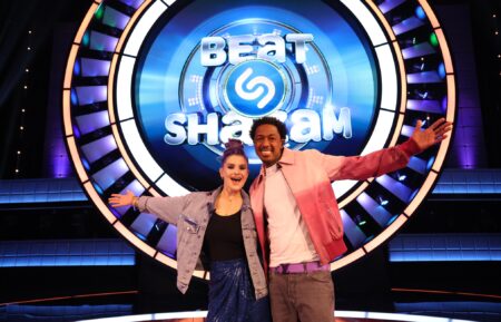 Beat Shazam - Guest deejay Kelly Osbourne and guest host Nick Cannon in the 'It's a Family Affair!' season premiere episode