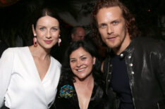 Caitriona Balfe, Diana Gabaldon. and Sam Heughan