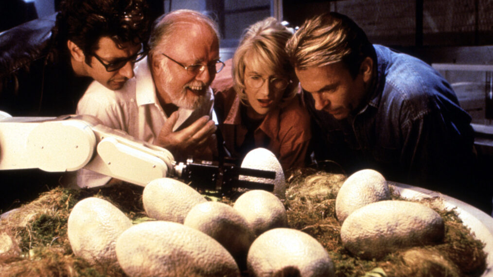 Jeff Goldblum, Richard Attenborough, and Laura Dern in 'Jurassic Park'