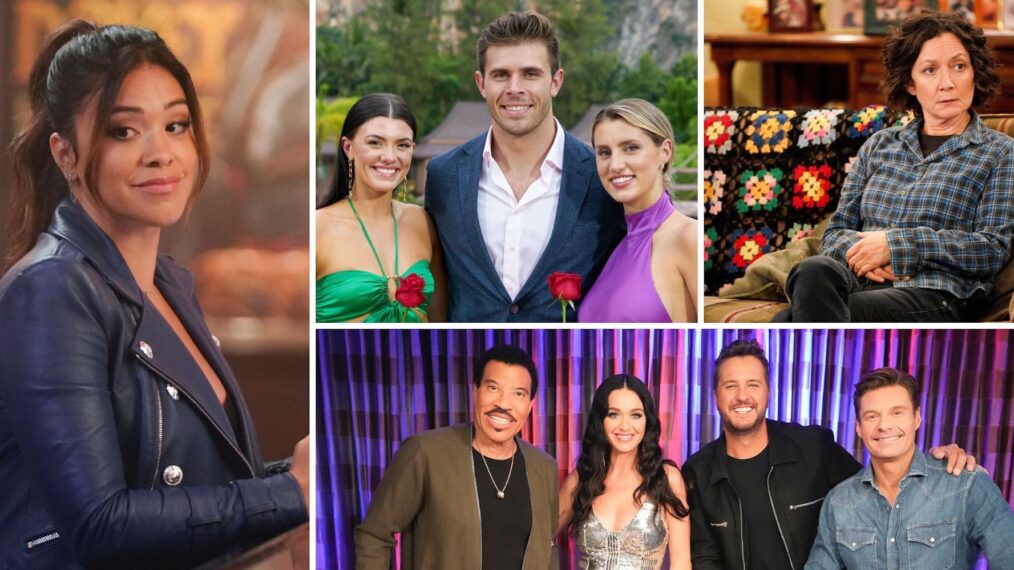 'Not Dead Yet' (L); 'The Bachelor' (upper C); 'The Conners (upper R); 'American Idol' (lower R)