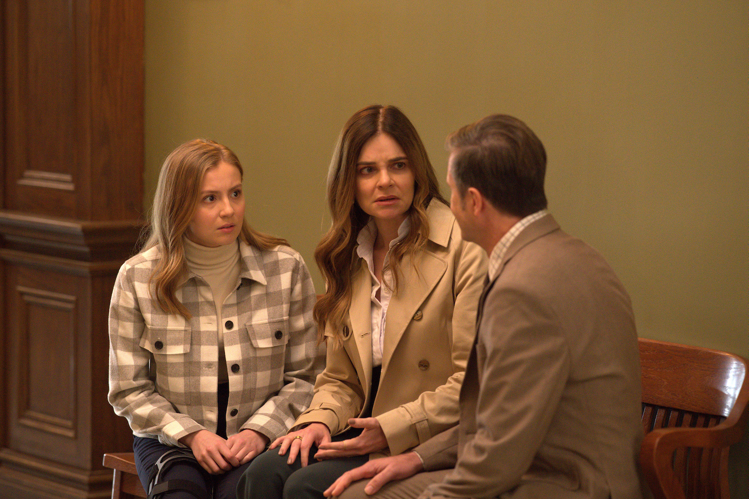 Bebe Wood, Betsy Brandt, and Josh Hamilton in 'Accused'