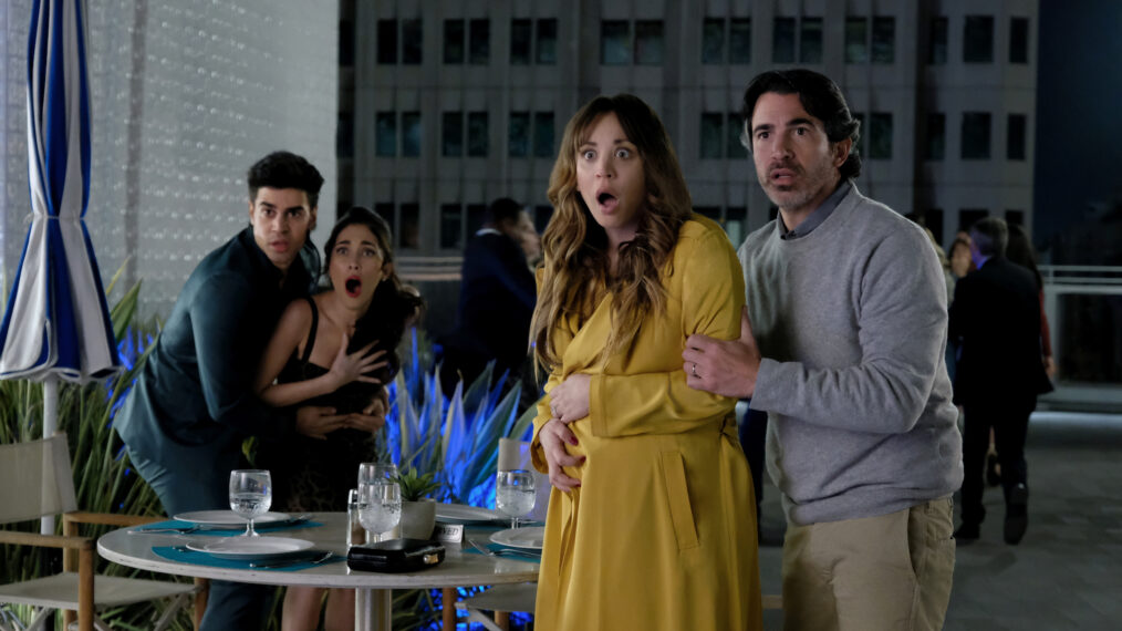 Sebastian Quinn, Priscilla Quintana, Kaley Cuoco, and Chris Messina in 'Based on a True Story'