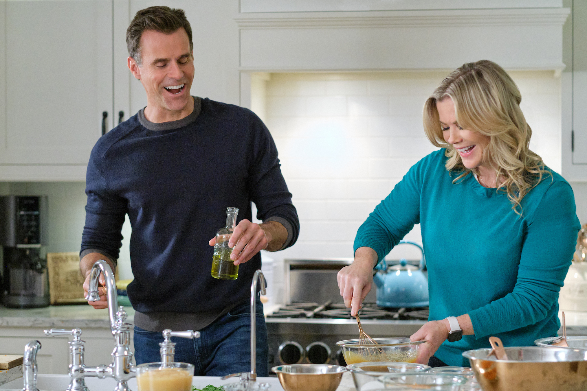 Cameron Mathison and Alison Sweeney in 'Carrot Cake Murder: A Hannah Swensen Mystery'