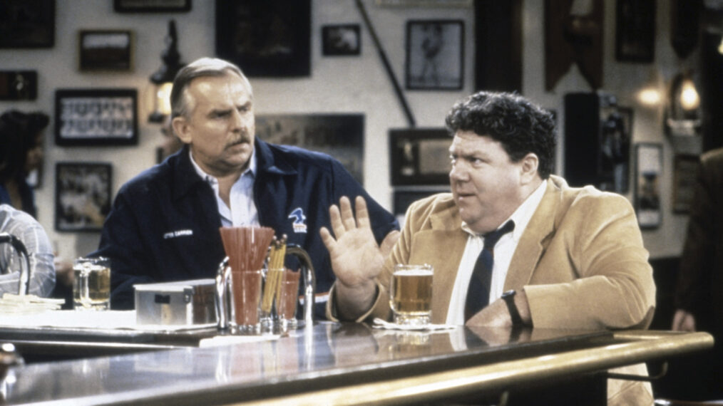 George Wendt as Norm Peterson and John Ratzenberger as Cliff Clavin on 'Cheers'
