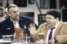 George Wendt as Norm Peterson and John Ratzenberger as Cliff Clavin on 'Cheers'