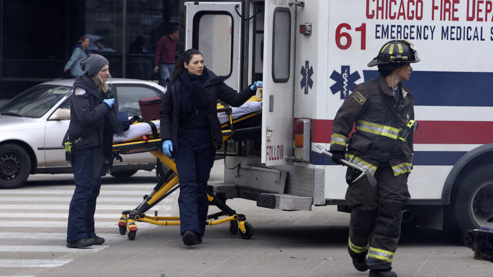 Kara Killmer, Hanako Greensmith, and Miranda Rae Mayo in 'Chicago Fire'