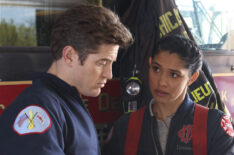 Jake Lockett as Carver, Miranda Rae Mayo as Stella Kidd in 'Chicago Fire' - Season 11 - 'Red Waterfall'