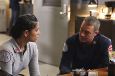 Miranda Rae Mayo and Taylor Kinney in 'Chicago Fire'