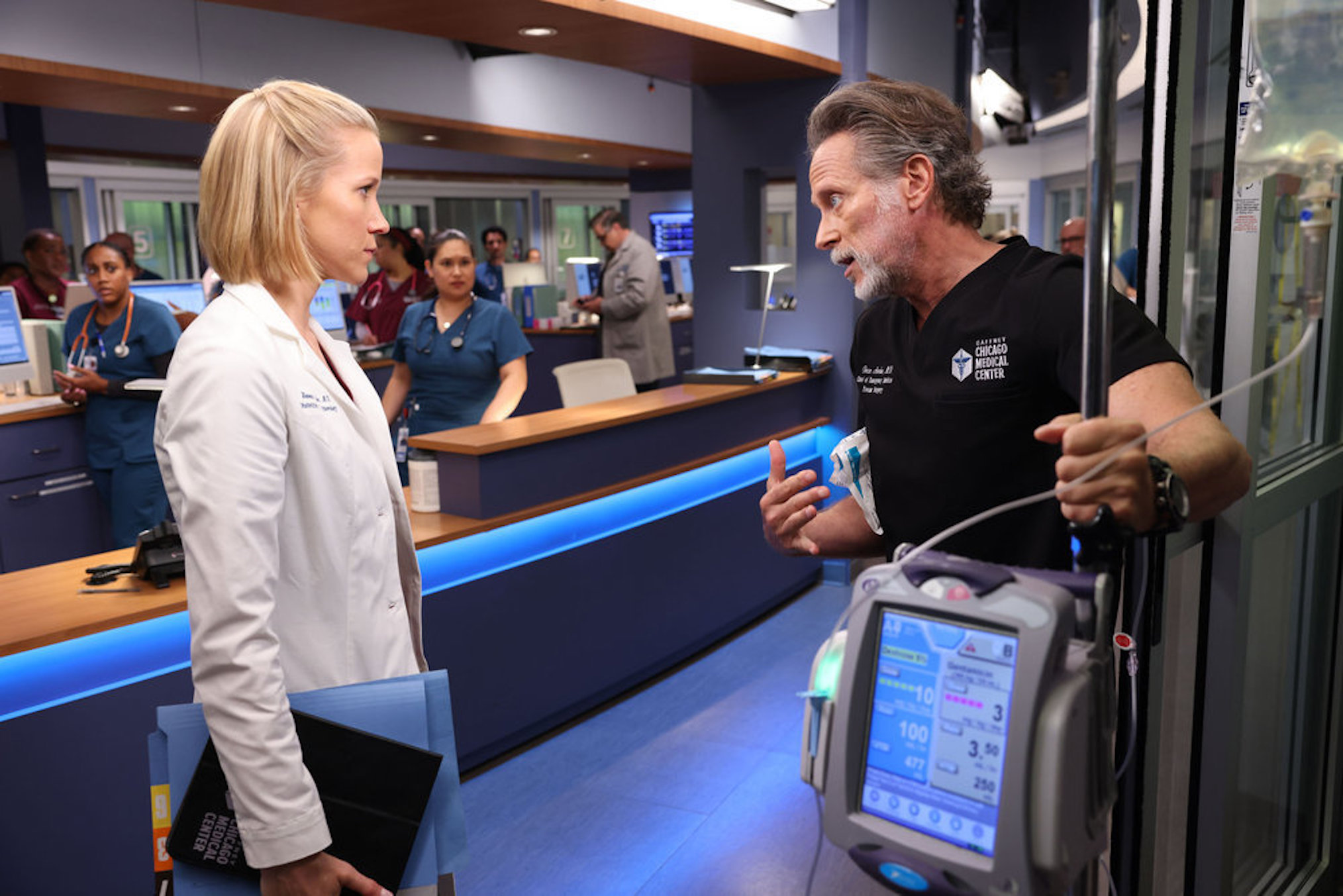 Jessy Schram and Steven Weber in 'Chicago Med'