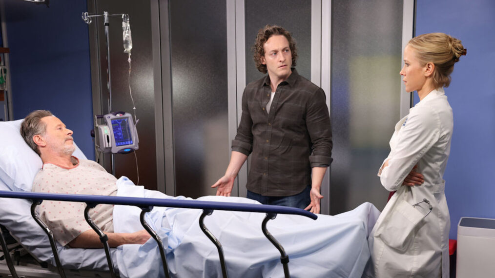 Steven Weber, Luigi Sottile, and Jessy Schram in 'Chicago Med'