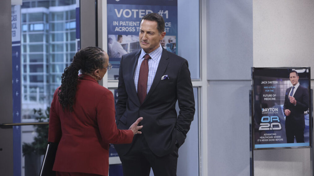 S. Epatha Merkerson and Sasha Roiz in 'Chicago Med'