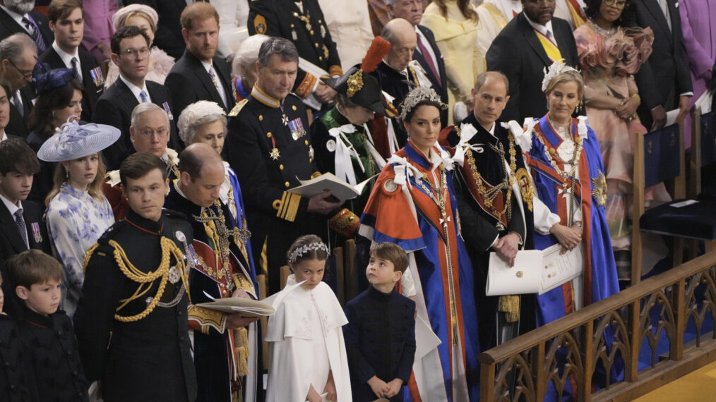 Coronation guests, including Prince Harry, Prince William, and Kate Middleton