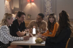 Camille Razat, Lucas Bravo, Lucien Laviscount, Lily Collins, Melia Kreiling in Emily in Paris - Season 3