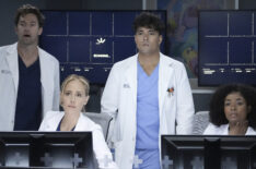 Scott Speedman as Nick, Kim Raver as Teddy, Niko Terho as Adams, and Alexis Floyd as Griffith in 'Grey's Anatomy' Season 19, Episode 18