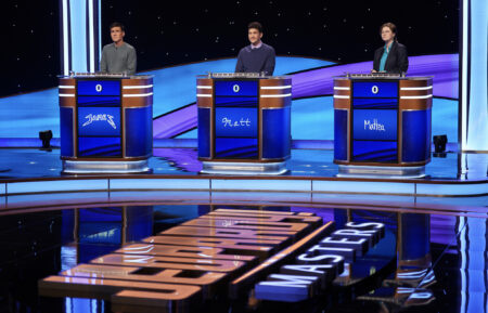 James Holzhauer, Matt Amodio & Mattea Roach compete in the 'Jeopardy! Masters' final on May 24, 2023