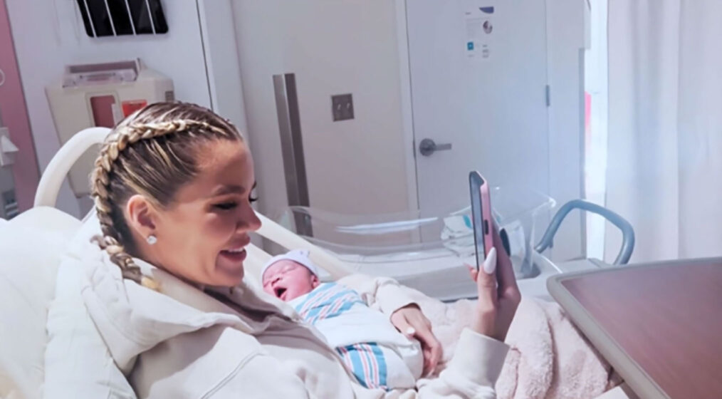 Khloé Kardashian and her newborn son in 'The Kardashians' Season 2