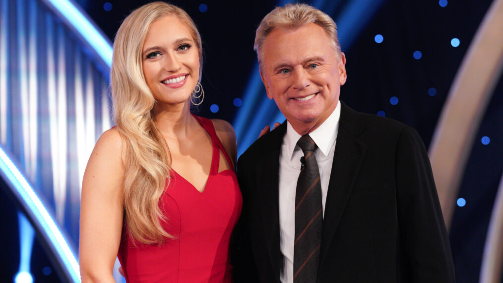 Maggie and Pat Sajak on Wheel of Fortune