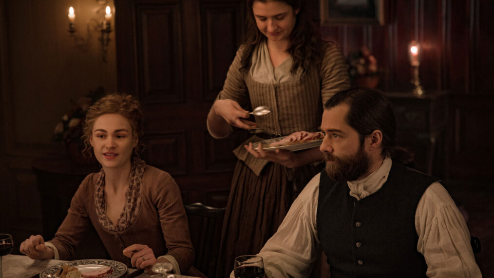 Richard Rankin, Caitlin O'Ryan, Sophie Skelton in 'Outlander'