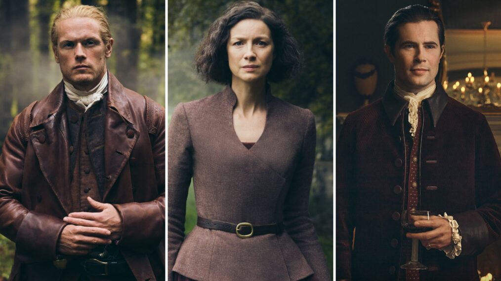 Sam Heughan, Caitriona Balfe, and David Berry in 'Outlander' Season 7 character portraits