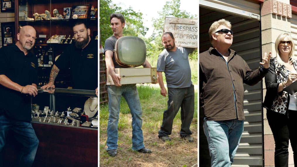 'Pawn Stars' (L); 'American Pickers (C); 'Storage Wars' (R)