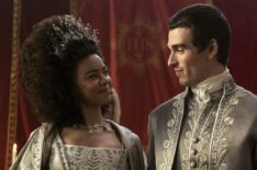 India Amarteifio and Corey Mylchreest in 'Queen Charlotte: A Bridgerton Story'
