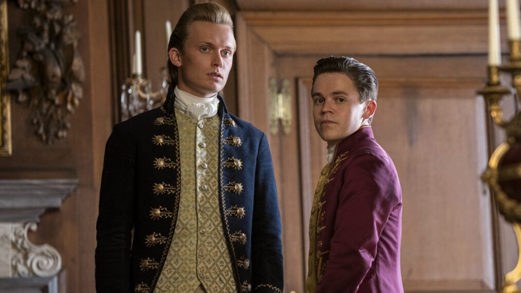 Freddie Dennis and Sam Clemmett in 'Queen Charlotte: A Bridgerton Story'